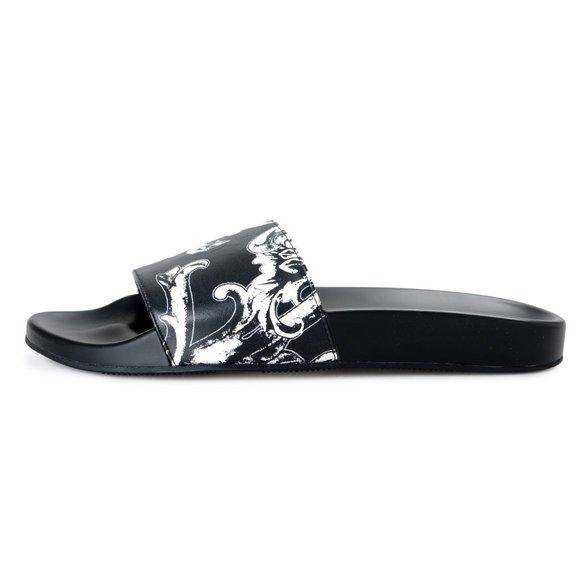 Versace Black Floral Leather Slides Flip Flops main image 7